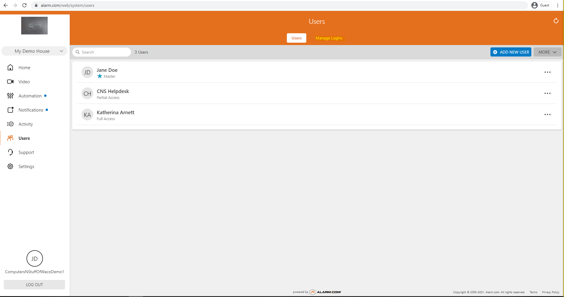 Adding a login to your account.